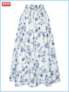 Floral Maxi Skirt Women High Waist A-Line Long Flowy Victorian Style